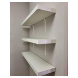 Set of 3 White Wall-Mounted Shelves with Metal Brackets