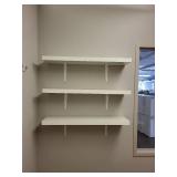 Set of 3 White Wall-Mounted Shelves with Metal Brackets