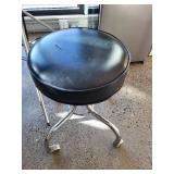 Adjustable Rolling Stool with Black Vinyl Seat and Chrome Base