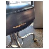 Adjustable Rolling Stool with Black Vinyl Seat and Chrome Base