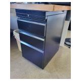 2 Black Metal 3-Drawer Office Pedestal File Cabinet
