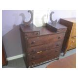 (LRB) Antique Wood Dresser with 4 M...