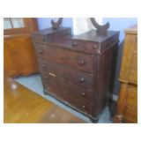 (LRB) Antique Wood Dresser with 4 M...