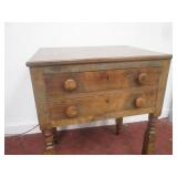 (LRB) Vintage Wood 2-Drawer Table -...