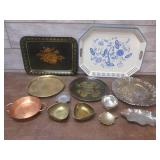 (LRB) Assorted Vintage Metal Trays ...