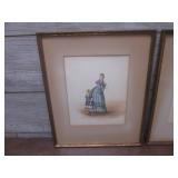 (LRB) 2 Framed Vintage Colored Lith...