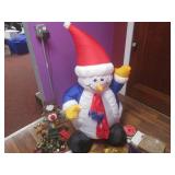 (K) 4 Ft Inflatable Snowman and Oth...