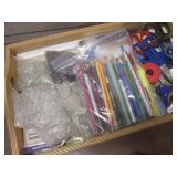 (K) Wood Tray Full of Assorted Art ...