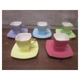 (K) 5 Cup and Plate Sets and 4pc Fa...