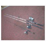 (K) 3 Open Face Fishing Reels and R...