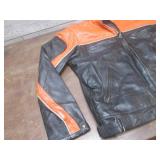 (K) Black and Orange Leather Jacket...