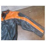 (K) Black and Orange Leather Jacket...