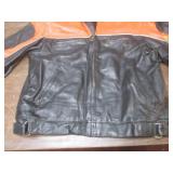 (K) Black and Orange Leather Jacket...