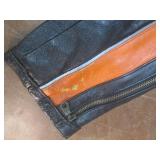 (K) Black and Orange Leather Jacket...