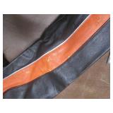 (K) Black and Orange Leather Jacket...