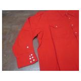 (K) Red Denim Long Sleeve Snap Fron...