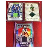 (3) Football Jersey Cards - (2) Rookies