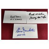 (3) Football HOF Autographed Index Cards