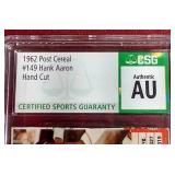 1962 Post Cereal Hank Aaron Card - Certified Authentic