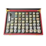 NFL Football Super Bowl Championship Ring Set - 59 Rings in Beautiful Display Case with Lombardi Trophy Packers Chiefs Raiders Patriots 49ers Brady Favre Namath Montana Mahomes Eagles - Brand New *I
