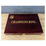 NFL Football Super Bowl Championship Ring Set - 59 Rings in Beautiful Display Case with Lombardi Trophy Packers Chiefs Raiders Patriots 49ers Brady Favre Namath Montana Mahomes Eagles - Brand New *I