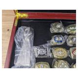 NFL Football Super Bowl Championship Ring Set - 59 Rings in Beautiful Display Case with Lombardi Trophy Packers Chiefs Raiders Patriots 49ers Brady Favre Namath Montana Mahomes Eagles - Brand New *I