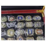 NFL Football Super Bowl Championship Ring Set - 59 Rings in Beautiful Display Case with Lombardi Trophy Packers Chiefs Raiders Patriots 49ers Brady Favre Namath Montana Mahomes Eagles - Brand New *I