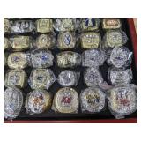 NFL Football Super Bowl Championship Ring Set - 59 Rings in Beautiful Display Case with Lombardi Trophy Packers Chiefs Raiders Patriots 49ers Brady Favre Namath Montana Mahomes Eagles - Brand New *I