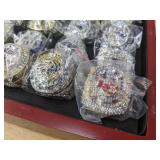 NFL Football Super Bowl Championship Ring Set - 59 Rings in Beautiful Display Case with Lombardi Trophy Packers Chiefs Raiders Patriots 49ers Brady Favre Namath Montana Mahomes Eagles - Brand New *I