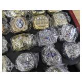 NFL Football Super Bowl Championship Ring Set - 59 Rings in Beautiful Display Case with Lombardi Trophy Packers Chiefs Raiders Patriots 49ers Brady Favre Namath Montana Mahomes Eagles - Brand New *I