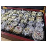 NFL Football Super Bowl Championship Ring Set - 59 Rings in Beautiful Display Case with Lombardi Trophy Packers Chiefs Raiders Patriots 49ers Brady Favre Namath Montana Mahomes Eagles - Brand New *I