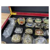 NFL Football Super Bowl Championship Ring Set - 59 Rings in Beautiful Display Case with Lombardi Trophy Packers Chiefs Raiders Patriots 49ers Brady Favre Namath Montana Mahomes Eagles - Brand New *I