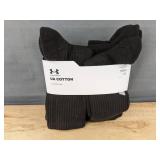 Under Armour UA Cotton Cushioned Crew Socks, 6 Pair, Medium, Black - Brand New