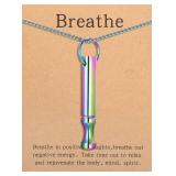 Stainless Steel Mindfulness Breathing Necklace Pendant - Brand New