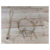 3 Fashion Jewelry Necklaces: Bow, Heart, Butterfly - Brand New