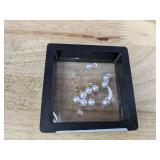 Pearl Look Necklace & Pierced Earrings Set, Gold Tone, 17 in - Brand New