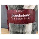 Brookstone Cozy Slipper Socks 2 Pack Ladies Size 7-9.5 - Brand New