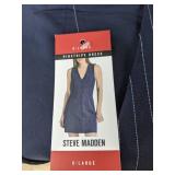 Steve Madden Womens Pinstripe Dress XL Blue White $99 Retail - Brand New