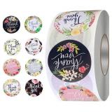 4 Brand New 500 Count Rolls of 1" Thank You Stickers - 2000 Total