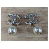 Brand New Pierced Earrings with Crystal Accents and Pearl Drops - Brand New