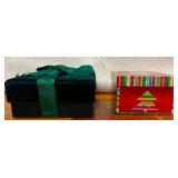 Beautiful Christmas Gift Boxes - Green Velvet (7.5"x7.5"x3.5") and Multicolor Tree (6"x6"x4")