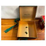 Beautiful Christmas Gift Boxes - Green Velvet (7.5"x7.5"x3.5") and Multicolor Tree (6"x6"x4")