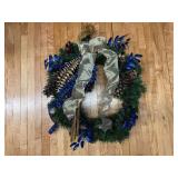 Festive Blue/Gold Decorative Wreath
