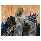 Festive Blue/Gold Decorative Wreath