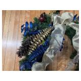 Festive Blue/Gold Decorative Wreath
