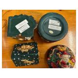 Unique Assortment of Collectible Christmas Decor - Mad Hatter Ornaments, Set of Asian hand Painted Ornaments, Set of 3 Candles and a Candy Dish