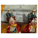 Unique Assortment of Collectible Christmas Decor - Mad Hatter Ornaments, Set of Asian hand Painted Ornaments, Set of 3 Candles and a Candy Dish