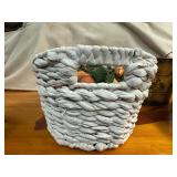 Decorative Christmas Containers - Red/White Woven Basket, Reindeer Basket, Heavy Duty White Basket with Handles, Holy Decorated Plant Container