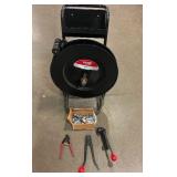 Uline Strapping Tools. Includes Cart with Some Banding, Cutter, Crimper, Tightener, Extra Clips