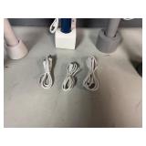 Five Portable, Rechargeable, Hand-held Fans with base for use as desktop fan.  Includes USB Charging Cords